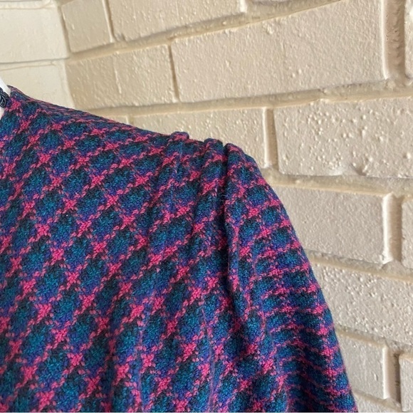 John Branigan Weavers Irish Wool Cape Poncho Made in Ireland Blue Red - Picture 3 of 9